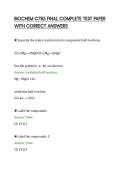BIOCHEM C785 FINAL COMPLETE TEST PAPER&NewLine;WITH CORRECT ANSWERS