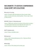 BIOCHEMISTRY 7TH EDITION COMPREHENSIVE&NewLine;EXAM SCRIPT WITH SOLUTIONS&NewLine;