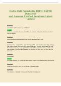 DATA AND Probability TOPIC PAPER&NewLine;Questions&NewLine;and Answers Verified Solutions Latest&NewLine;Update