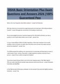 OSHA Basic Orientation Plus Exam&NewLine;Questions and Answers 2026 &vert;100&percnt;&NewLine;Guaranteed Pass