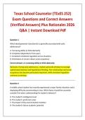 Texas School Counselor &lpar;TExES 252&rpar; Exam Questions and Correct Answers &lpar;Verified Answers&rpar; Plus Rationales 2026 Q&A &vert; Instant Download Pdf