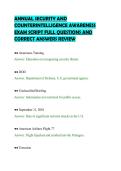 ANNUAL SECURITY AND&NewLine;COUNTERINTELLIGENCE AWARENESS&NewLine;EXAM SCRIPT FULL QUESTIONS AND&NewLine;CORRECT ANSWERS REVIEW