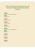 DATA Analytics TEST Questions and&NewLine;Answers Verified Solutions Latest&NewLine;Update