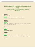 DATA Analytics FINAL PAPER Questions&NewLine;and&NewLine;Answers Verified Solutions Latest&NewLine;Update