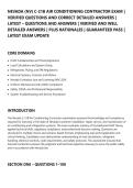 NEVADA &lpar;NV&rpar; C-21B AIR CONDITIONING CONTRACTOR EXAM &vert;&NewLine;VERIFIED QUESTIONS AND CORRECT DETAILED ANSWERS &vert;&NewLine;LATEST &ndash; QUESTIONS AND ANSWERS &vert; VERIFIED AND WELL&NewLine;DETAILED ANSWERS &vert; PLUS RATIONALES &vert; GUARANTEED PASS &vert;&NewLine;LATEST EXAM UPDATE