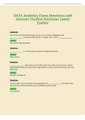 DATA Analytics Exam Questions and&NewLine;Answers Verified Solutions Latest&NewLine;Update
