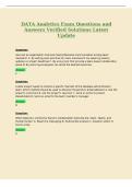 DATA Analytics Exam Questions and&NewLine;Answers Verified Solutions Latest&NewLine;Update