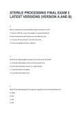 Sterile Processing Final Exam 2 Latest Versions Version A and B Questions and Answers