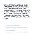 Sterile Processing Final Exam 2 Version A and B Exam Practice Test Chapters Study Guide