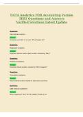 DATA Analytics FOR Accounting Vernon&NewLine;TEST Questions and Answers&NewLine;Verified Solutions Latest Update