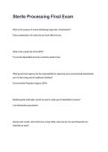 Sterile Processing Final Exam Questions and Answers Practice Test Study Guide