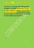 ATI TEAS 7 Test Bank 2026 &vert; 500 Questions &vert;Complete 4 Versions &vert; Mathematics&comma; Science&comma; Reading&comma; English & Language Usage&comma; English&NewLine;Practical Actual Tests &vert; Exam Questions with Correct Answers Verified Answers & Ultimate Practice Guide&sol;Latest Update&excl;&excl;&excl;
