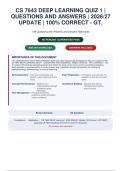 CS 7643 Deep Learning Quiz 1 &vert; Questions and Answers  & Why the Other Answers Are Wrong & References &vert; 2026&sol;27 Update &vert; 100&percnt; Correct - GT