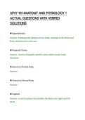 APHY 101 ANATOMY AND PHYSIOLOGY 1&NewLine;ACTUAL QUESTIONS WITH VERIFIED&NewLine;SOLUTIONS