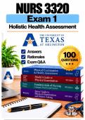 NURS 3320 Exam 1 &ndash; Holistic Health Assessment &lpar;2026&sol;2027&rpar; Q&A &vert; UTA A&plus; Guarantee