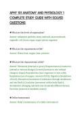 APHY 101 ANATOMY AND PHYSIOLOGY 1&NewLine;COMPLETE STUDY GUIDE WITH SOLVED&NewLine;QUESTIONS