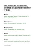 APHY 101 ANATOMY AND PHYSIOLOGY 1&NewLine;COMPREHENSIVE QUESTIONS AND CORRECT&NewLine;ANSWERS