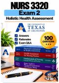NURS 3320 Exam 2 &ndash; Holistic Health Assessment &lpar;2026&sol;2027&rpar; Q&A &vert; UTA A&plus; Guarantee