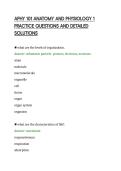 APHY 101 ANATOMY AND PHYSIOLOGY 1&NewLine;PRACTICE QUESTIONS AND DETAILED&NewLine;SOLUTIONS