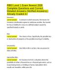 RIBO Level 1 Exam Newest 2026 Complete Questions and Correct Detailed Answers &lpar;Verified Answers&rpar; Already Graded A&plus;&period;docx&NewLine;&NewLine;