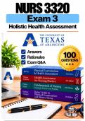NURS 3320 Exam 3 &ndash; Holistic Health Assessment &lpar;2026&sol;2027&rpar; Q&A &vert; UTA A&plus; Guarantee