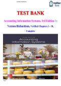 Test Bank For Accounting Information Systems 3rd Edition By  Vernon Richardson 978-1260703832