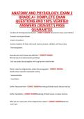 ANATOMY AND PHYSIOLOGY&colon; EXAM 2 &NewLine;GRADE A&plus; COMPLETE EXAM &NewLine;QUESTIONS AND 100&percnt; VERIFIED &NewLine;ANSWERS &lpar;2026&sol;2027&rpar; PASS &NewLine;GUARANTEE 
