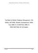 Modern Database Management 13th Edition by Jeff Hoffer&comma; Ramesh Venkataraman & Heikki Topi &vert; Test Bank&comma; Questions & Answers&comma; All 14 Chapters 2026&sol;2027