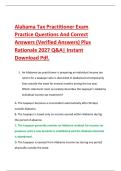 Alabama Tax Practitioner Exam &NewLine;Practice Questions And Correct &NewLine;Answers &lpar;Verified Answers&rpar; Plus &NewLine;Rationale 2027 Q&A&vert; Instant &NewLine;Download Pdf&period;