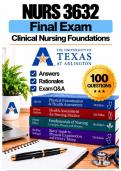 NURS 3632 Clinical Nursing Foundations Exams 1&ndash;3 &plus; Final Complete Bundle &vert; Fall 2026 Actual Q&A &vert; UTA A&plus; Guarantee
