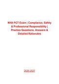 NHA PCT Exam &vert; Compliance&comma; Safety & Professional Responsibility Practice Questions&comma; Answers & Detailed Rationales PDF &vert; 2026&ndash;2027