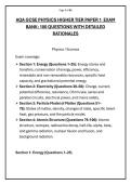 AQA GCSE PHYSICS HIGHER TIER PAPER 1  EXAM &NewLine;BANK&colon; 100 QUESTIONS WITH DETAILED &NewLine;RATIONALES &NewLine; 