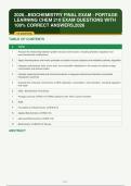 PORTAGE LEARNING CHEM 210 BIOCHEMISTRY FINAL EXAM QUESTIONS AND CORRECT ANSWERS PLUS RATIONALES&vert; INSTANT DOWNLOAD