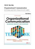 Test Bank &mdash; Organizational Communication&comma; 9th Edition &lpar;Eisenberg&comma; Trethewey&comma; LeGreco&comma; Goodall&comma; 2023&rpar; &vert; All Chapters 1-10 Covered&NewLine;