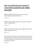 BIOD 331 PATHOPHYSIOLOGY MODULE 8&NewLine;EXAM UPDATED QUESTIONS AND VERIFIED&NewLine;SOLUTIONS&NewLine;