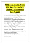 NURS 5663 Exam 3 Review&NewLine;With Questions And Well&NewLine;Verified Answers Actual&NewLine;Exam&excl;&excl;&excl; 2026