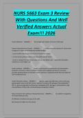 NURS 5663 Exam 3 Review&NewLine;With Questions And Well&NewLine;Verified Answers Actual&NewLine;Exam&excl;&excl;&excl; 2026