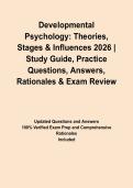 Developmental Psychology&colon; Theories&comma; Stages & Influences 2026 &vert; Study Guide&comma; Practice Questions&comma; Answers&comma; Rationales & Exam Review