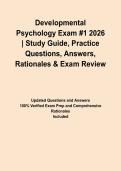 Developmental Psychology Exam &num;1 2026 &vert; Study Guide&comma; Practice Questions&comma; Answers&comma; Rationales & Exam Review