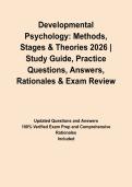Developmental Psychology&colon; Methods&comma; Stages & Theories 2026 &vert; Study Guide&comma; Practice Questions&comma; Answers&comma; Rationales & Exam Review&NewLine;&NewLine;