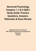 Abnormal Psychology Chapters 1&comma; 3 & 4 2026 &vert; Study Guide&comma; Practice Questions&comma; Answers&comma; Rationales & Exam Review