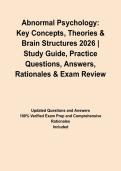 Abnormal Psychology&colon; Key Concepts&comma; Theories & Brain Structures 2026 &vert; Study Guide&comma; Practice Questions&comma; Answers&comma; Rationales & Exam Review&NewLine;&NewLine;