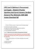 CIPS Level 4 Diploma in Procurement &NewLine;and Supply &ndash; Module 8 Practice &NewLine;Questions And Correct Answers &lpar;Verified &NewLine;Answers&rpar; Plus Rationales 2026 Q&A &NewLine;Instant Download Pdf 