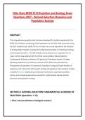 Ohio State EEOB 3310 Evolution and Ecology Exam &NewLine;Questions 2027 &ndash; Natural Selection Dynamics and &NewLine;Population Ecology 