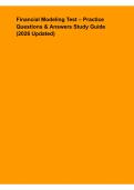 Financial Modeling Test &ndash; Practice Questions & Answers Study Guide &lpar;2026 Updated&rpar;