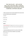 NSG 526 EXAM 2 - ADVANCED&NewLine;PRACTICE PSYCHIATRIC NURSING&NewLine;COMPREHENSIVE QUESTIONS WITH&NewLine;VERIFIED ANSWERS 2026&sol;2027
