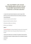 NSG 526 PMHNP ADVANCED&NewLine;PSYCHOPHARMACOLOGY FINAL&NewLine;EXAM PREP QUESTIONS WITH&NewLine;VERIFIED ANSWERS 2026&sol;2027