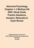 Abnormal Psychology Chapters 1&ndash;3 McGraw Hill 2026 &vert; Study Guide&comma; Practice Questions&comma; Answers&comma; Rationales & Exam Review&NewLine;&NewLine;