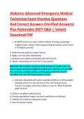 Alabama Advanced Emergency Medical &NewLine;Technician Exam Practice Questions &NewLine;And Correct Answers &lpar;Verified Answers&rpar; &NewLine;Plus Rationales 2027 Q&A &vert; Instant &NewLine;Download Pdf