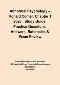 Abnormal Psychology &ndash; Ronald Comer&comma; Chapter 1 2026 &vert; Study Guide&comma; Practice Questions&comma; Answers&comma; Rationales & Exam Review